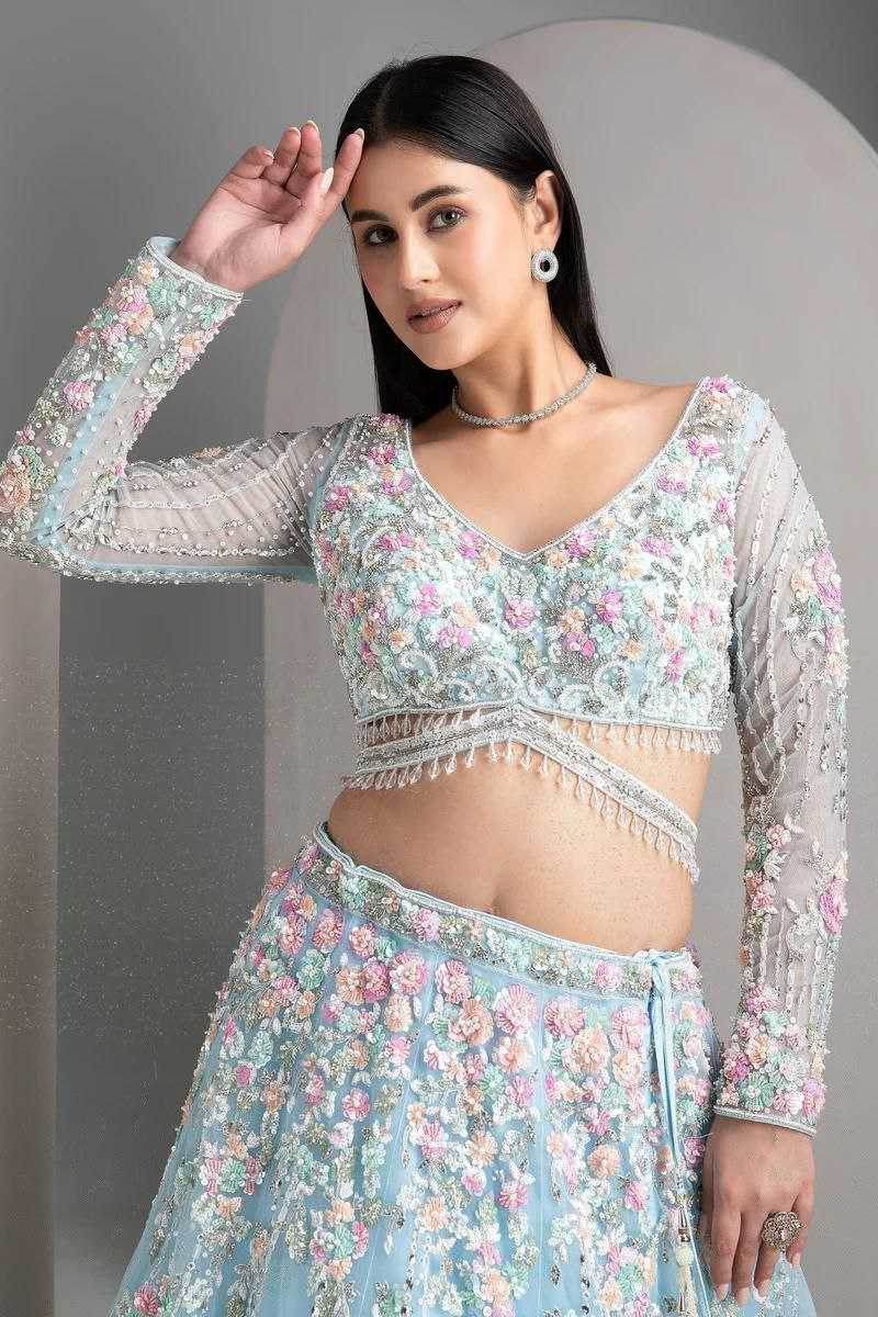 Organza Silk Designer Sequins Lehenga - MYLUXURY LANE ENTERPRISE